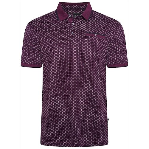 KAM Geo Print Polo Shirt Plum